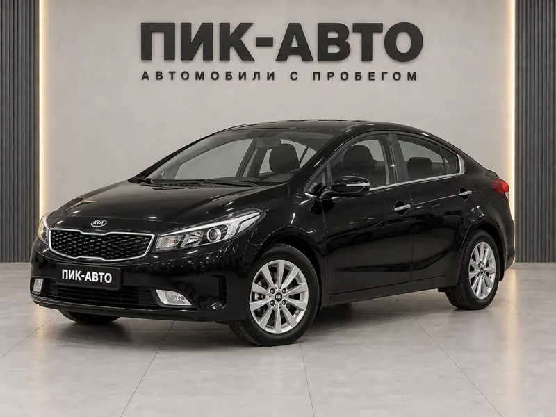 Kia Cerato 2017 — с пробегом, седан, черный, вид спереди