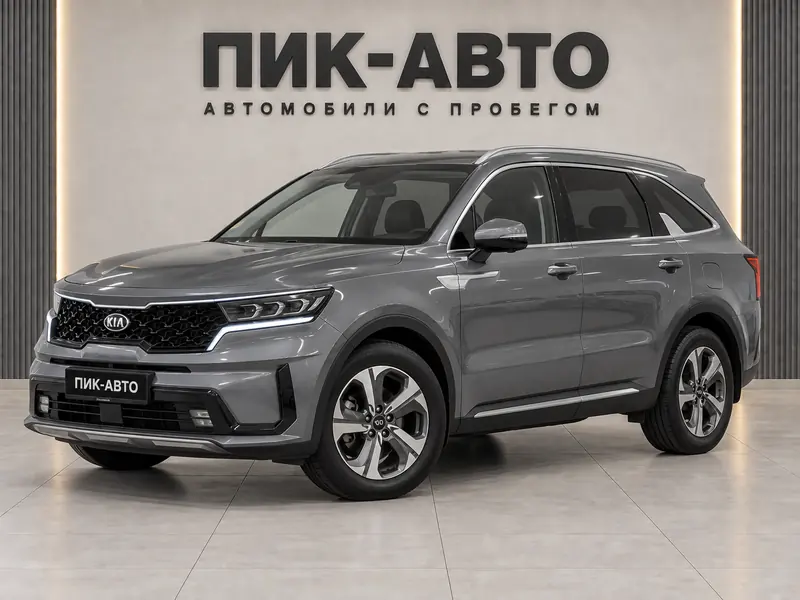 Kia Sorento 2021 — с пробегом, внедорожник, серый, вид спереди