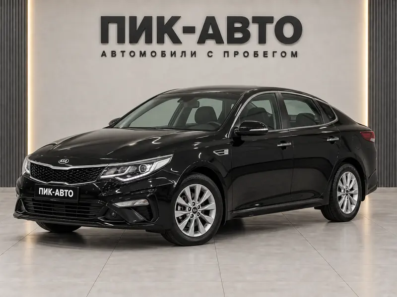 Kia Optima 2018 — с пробегом, седан, черный, вид спереди