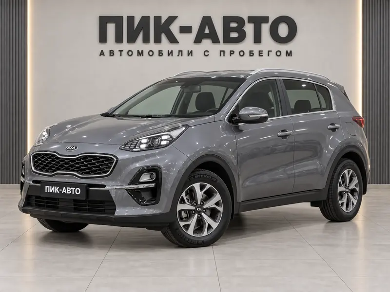 Kia Sportage 2021 — с пробегом, внедорожник, серый, вид спереди