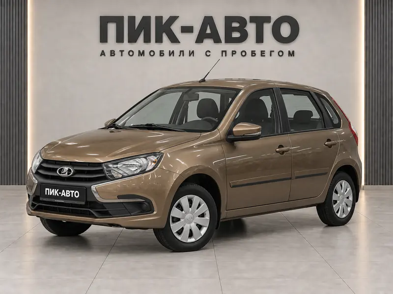 Lada Granta 2019 — с пробегом, хэтчбек, золотисто-коричневый, вид спереди