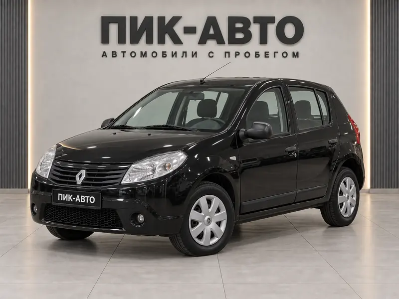 Renault Sandero 2013 — с пробегом, хэтчбек, черный, вид спереди