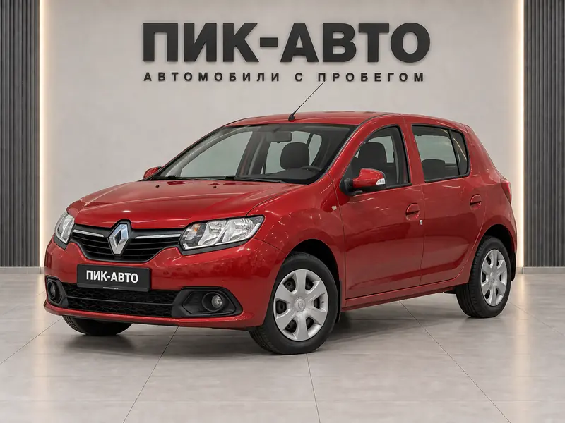 Renault Sandero 2016 — с пробегом, хэтчбек, красный, вид спереди