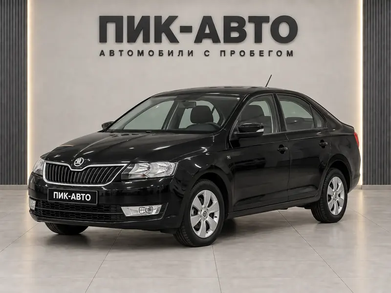 Skoda Rapid 2015 — с пробегом, лифтбек, черный, вид спереди