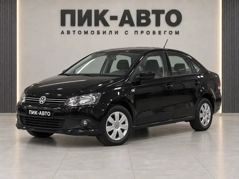 Volkswagen Polo 2011 — с пробегом, седан, черный, вид спереди