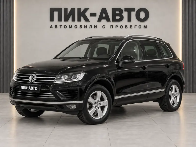 Volkswagen Touareg 2014 — с пробегом, внедорожник, черный, вид спереди