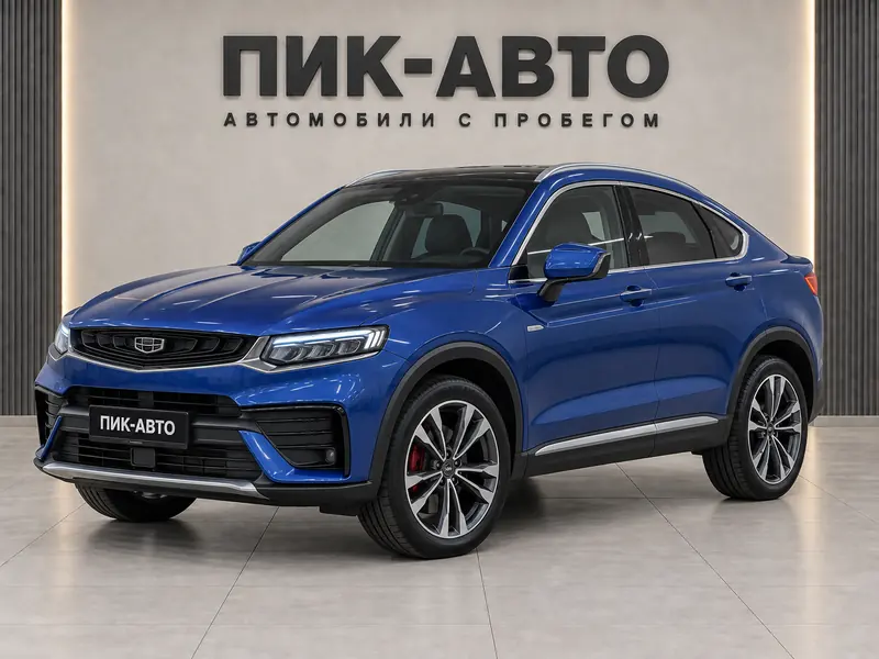 Geely Tugella 2022 — с пробегом, внедорожник, синий, вид спереди