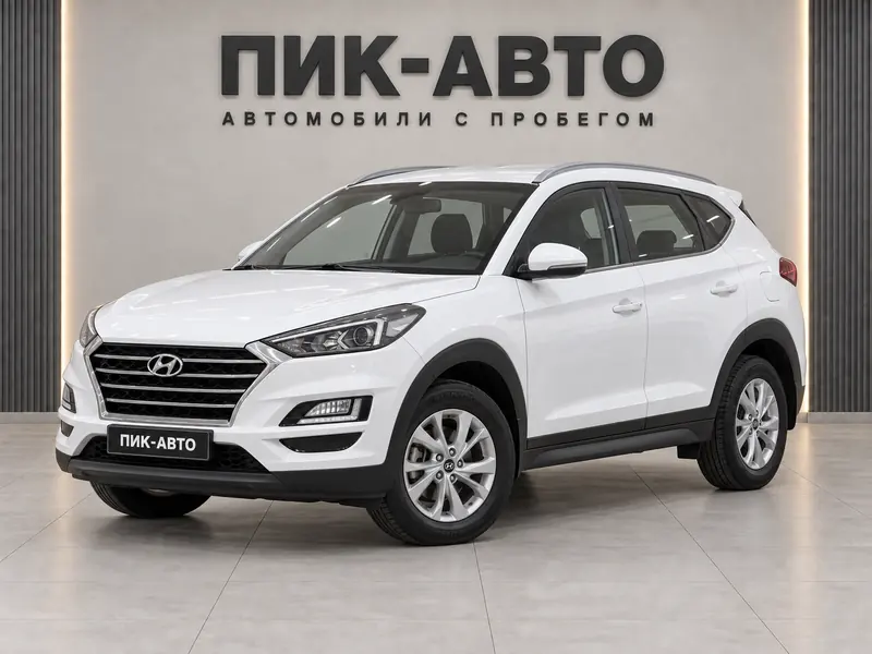 Hyundai Tucson 2019 — с пробегом, внедорожник, белый, вид спереди