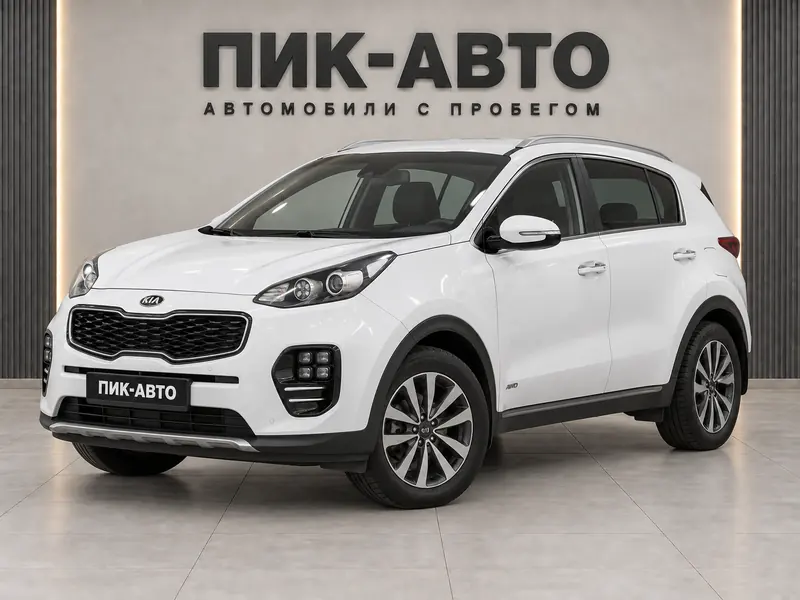 Kia Sportage 2018 — с пробегом, внедорожник, белый, вид спереди