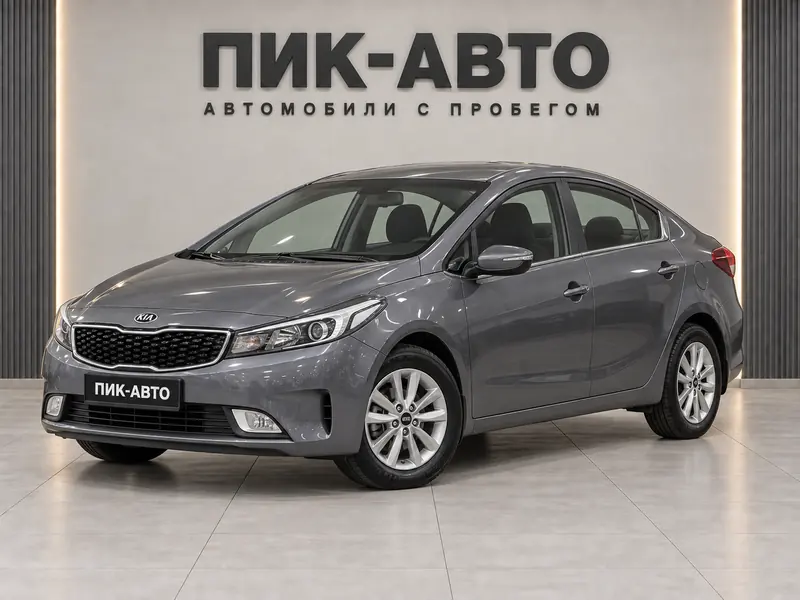Kia Cerato 2018 — с пробегом, седан, серый, вид спереди