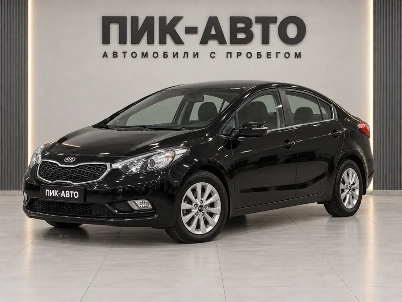 Kia Cerato 2014 — с пробегом, седан, черный, вид спереди