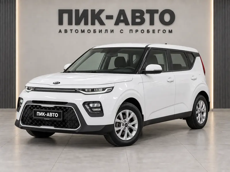 Kia Soul 2021 — с пробегом, хэтчбек, белый, вид спереди