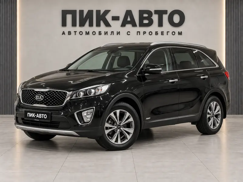Kia Sorento 2015 — с пробегом, внедорожник, черный, вид спереди